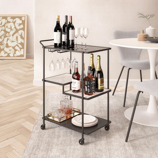 Black Bar Cart – Zuo Modern Constanza Rolling Cart