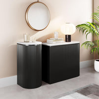 Zuo Modern Ormara Console Table Set in White and Black - 2-Piece, Console Tables, Marble, 