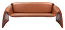 Zuo Modern Horten Sofa in Brown/Red, Brown, Sofas, Faux Leather, Plywood, Polyurethane, Steel, Curved, 2 Legs, Indoor