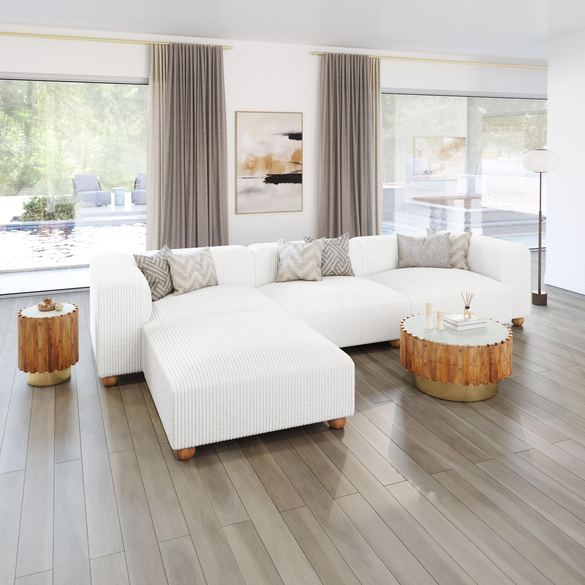 Zuo Modern Tayte Sofa in White, Sofabed, Polyester, Wood, Rectangular, 5+ Legs, Indoor