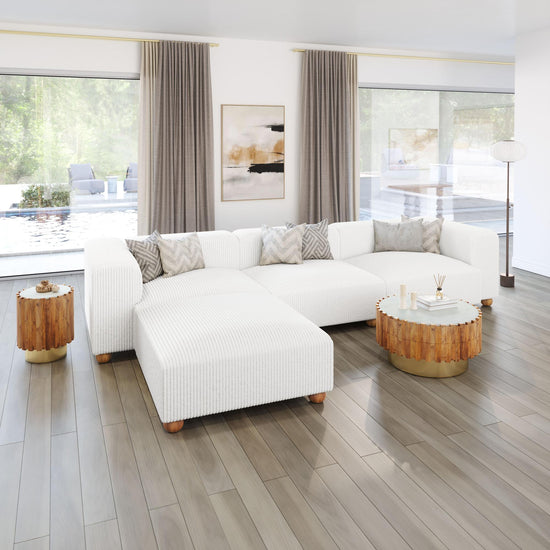 Corduroy Sofa White - Zuo Modern Tayte Living Room Sofa