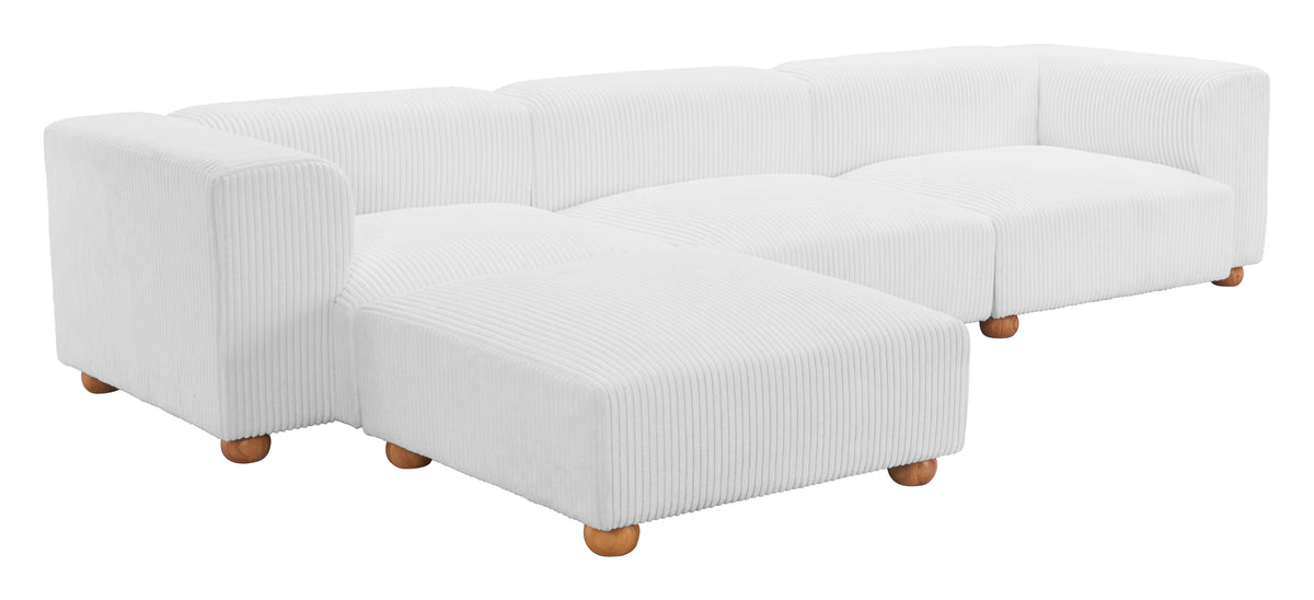 Zuo Modern Tayte Sofa in White, Sofabed, Polyester, Wood, Rectangular, 5+ Legs, Indoor