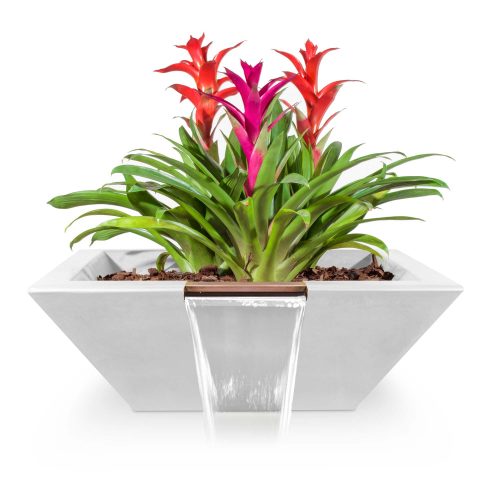 The Outdoor Plus Maya GFRC Planter & Water Bowl, 24", Ash, Maya, Concrete, Outdoor