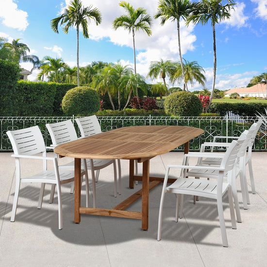 International Home Miami Amazonia Noordam 7 Piece Teak Oval Patio Dining Set