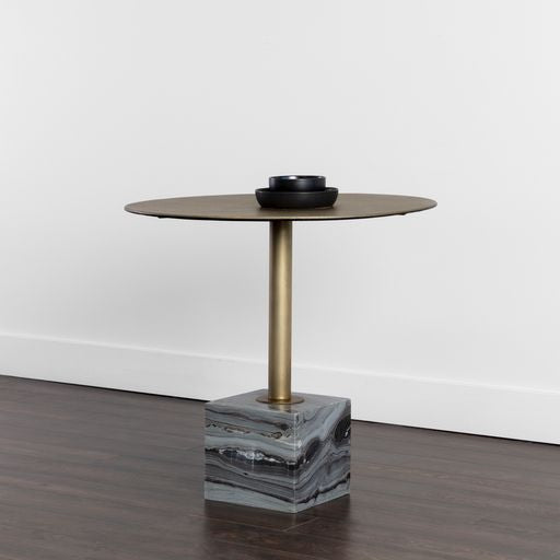 Sunpan Kata 32'' Bistro Table in Grey / White Marble