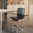 Zuo Modern Lider Plus Armless Office Chair in Black/White/Gray, Black, Office Chairs, Aluminum, Faux Leather, Polyurethane, Steel, Rectangular, 5+ Legs, Indoor