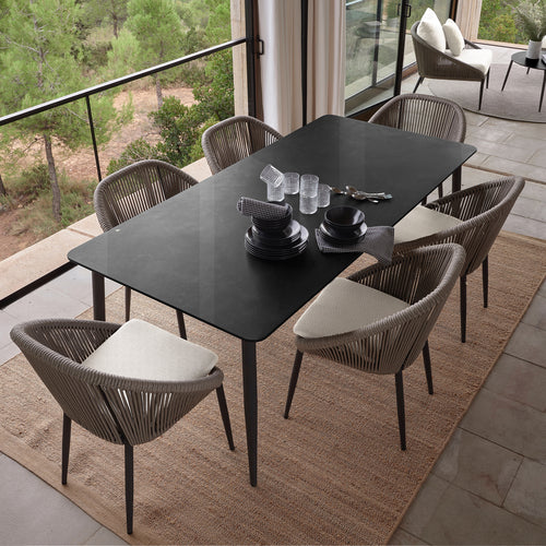 Skyline Design Rodona Rectangular Dining Table with Glass