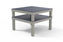 Telescope Casual Leeward Marine Grade Polymer 28.5" x 28.5" Marine Grade Polymer Top Corner Table, Textured White, Hammered Beachwood, Leeward, Aluminum, Polymer, 