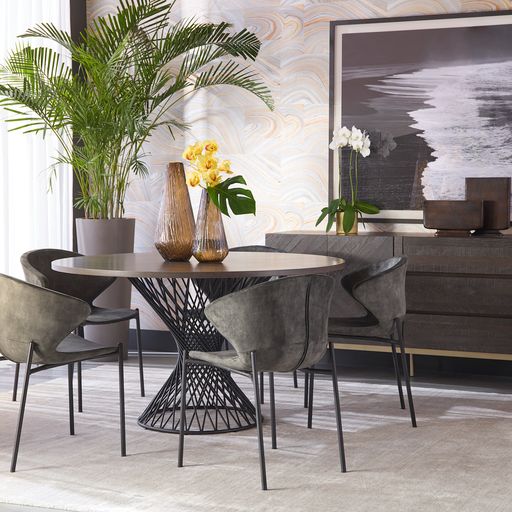 Sunpan Madeira Dining Table Ebony Brown / Grey Marble in 54''
