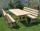 Creekvine Designs Red Cedar 27" Wide 4'/5'/6' Classic Family Picnic Table with (2) 4'/5'/6' Backed Benches