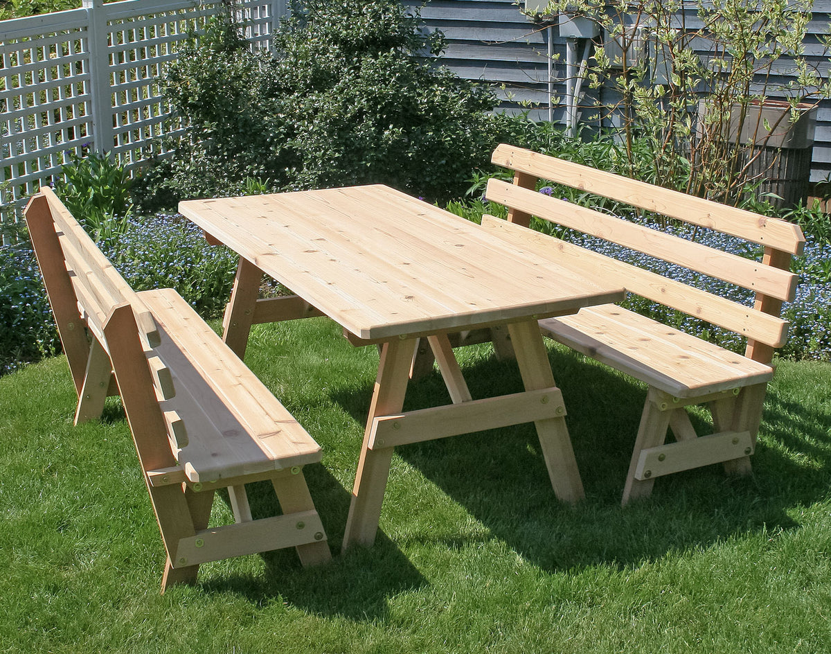 Creekvine Designs Red Cedar 27" Wide 4'/5'/6' Classic Family Picnic Table with (2) 4'/5'/6' Backed Benches