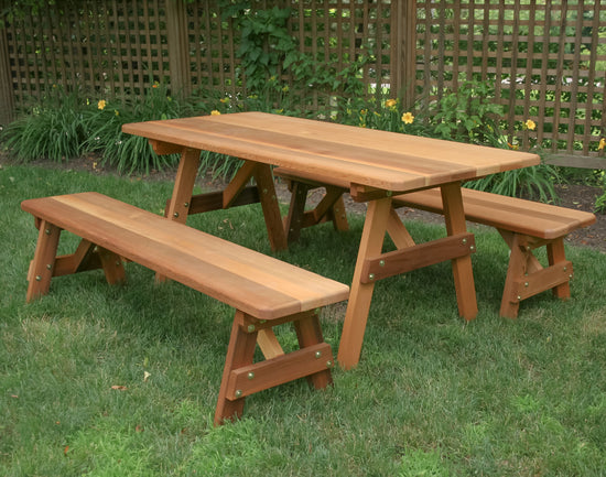 Creekvine Designs Red Cedar 27" Wide 5'/6' Classic Family Picnic Table with (2) 5' Benches