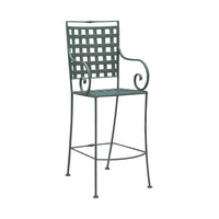 Woodard Sheffield Stationary Bar Stool with Optional Cushion, Aged Teak, No Cushion, Grade A Fabric, Garden Chairs, Bar Stools, Sheffield, Iron, Bar Stools, Curved, Outdoor