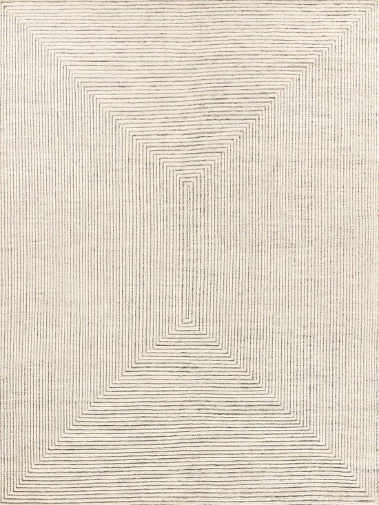Exquisite Rugs Crescent Handmade Hand-Knotted New Zealand Wool Ivory Area Rug