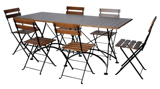 Furniture Designhouse Seven Piece Dining Set with 32" x 72" European Slat Wood Table  and Four Madeline Folding Chairs