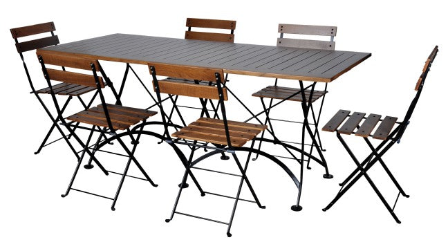 Furniture Designhouse Seven Piece Dining Set with 32" x 72" European Slat Wood Table  and Four Madeline Folding Chairs