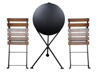 Furniture Designhouse Three Piece Bistro Dining Set with 24" RoundPowder Coated Steel Top and Two Lyon Side Chairs