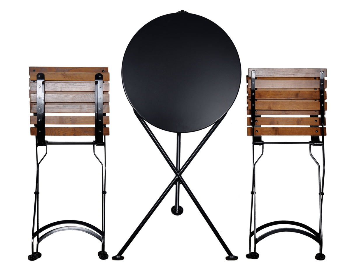 Furniture Designhouse Three Piece Bistro Dining Set with 24" Round Powder Coated Steel Top and Two Veronique Side Chairs