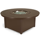 Telescope Casual 54" Round Marine Grade Polymer Top Chat Height Fire Table, Textured White, Hunter, Add Round Glass Fire Guard, Aluminum, Outdoor