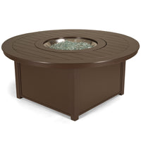Telescope Casual 54" Round Marine Grade Polymer Top Chat Height Fire Table, Textured White, Hunter, Add Round Glass Fire Guard, Aluminum, Outdoor