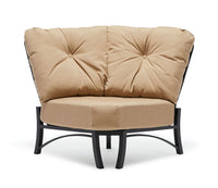 Woodard Cortland Curved Sectional Unit, Aged Teak, Beach Bum Creamsicle (Grade A), Grade A Fabric, Garden Chairs, Sectional, Cushion, Cortland, Aluminum, Fabric, Curved, Frame, Outdoor