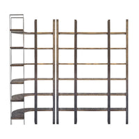 Mercana Taunton I 80L x 10.5W x 90H Brown Wood and Black Iron Six Shelving Unit