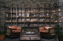 Mercana Taunton I 80L x 10.5W x 90H Brown Wood and Black Iron Six Shelving Unit