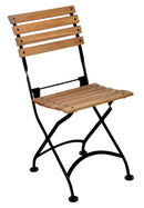 Furniture Designhouse Veronique Folding Side Chair - Stackable -Natural African Teak Chestnut Wood Clear Coated Slats - Set of Two