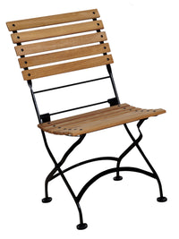 Furniture Designhouse Five Piece Dining Set with  32 x 48" Steel Top Table and Two/Two Natural African Teak Slat Side/Arm Chairs