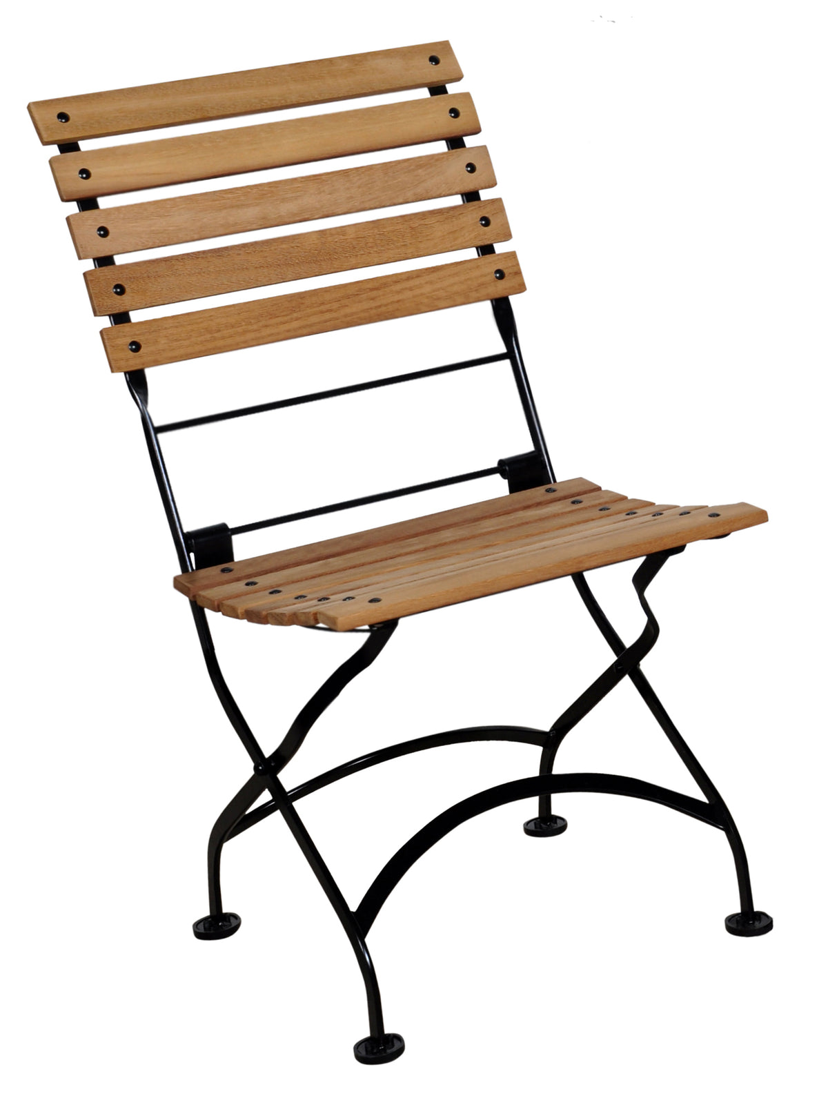 Furniture Designhouse Five Piece Dining Set with  32 x 48" Steel Top Table and Four  Natural African Teak Slat Side Chairs