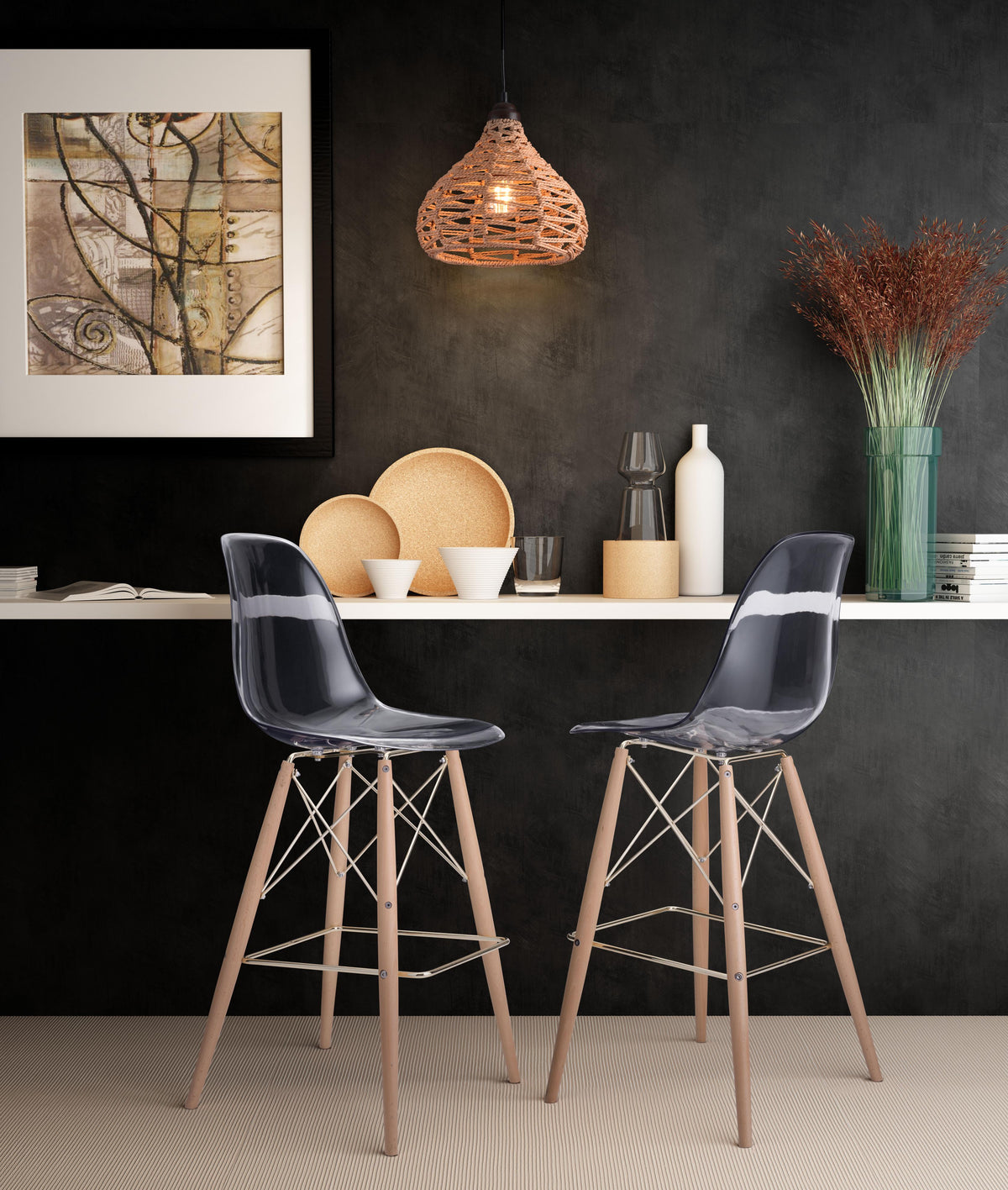 Zuo Modern Nezz Ceiling Lamp Natural, Lighting, Chrome, Steel, 