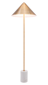Zuo Modern Bianca Floor Lamp Brass And White, Floor Lamps, Brass, 