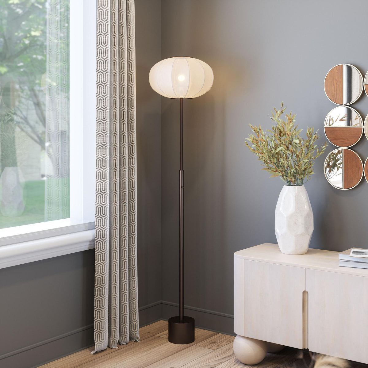 Zuo Modern Wisteria Floor Lamp White, Floor Lamps, powder-coated Aluminum, Steel, 