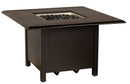 Woodard Solid Cast 42" Square Chat Height Fire Table, Beaded Edge Square Burner Cover, Universal Square Burner Kit, Sapphire, Fire Tables, Aluminum, Metal, Outdoor
