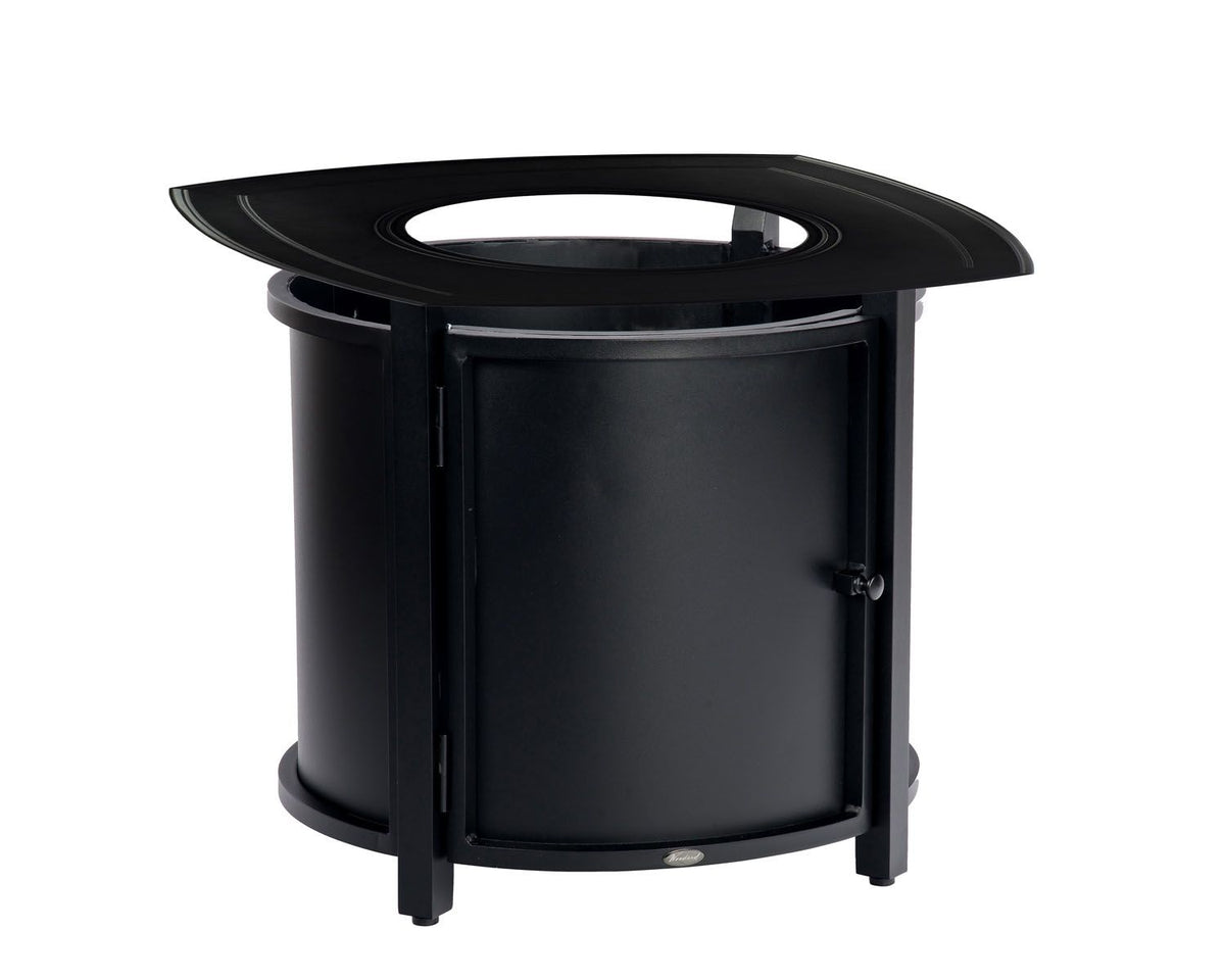 Woodard Solid Cast Square Round Chat Height Fire Table, Beaded Edge Round Burner Cover, Universal Round Burner Kit, Sapphire, Fire Tables, Aluminum, Metal, Outdoor