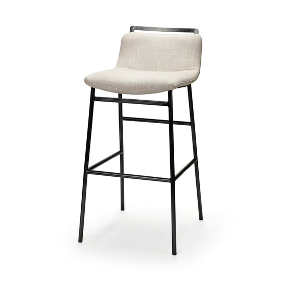 Mercana Kavalan 37.5" Total Height Beige Upholstered Seat Gray Metal Frame Bar Stool