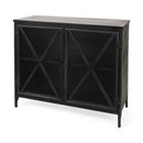 Mercana Poppy III 40L x 16W Black Metal With Glass Door Accent Cabinet