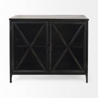 Mercana Poppy III 40L x 16W Black Metal With Glass Door Accent Cabinet
