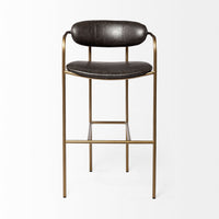Mercana Parker Brown Faux Leather Seat Gold Metal Bar Stool