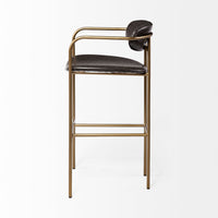 Mercana Parker Brown Faux Leather Seat Gold Metal Bar Stool