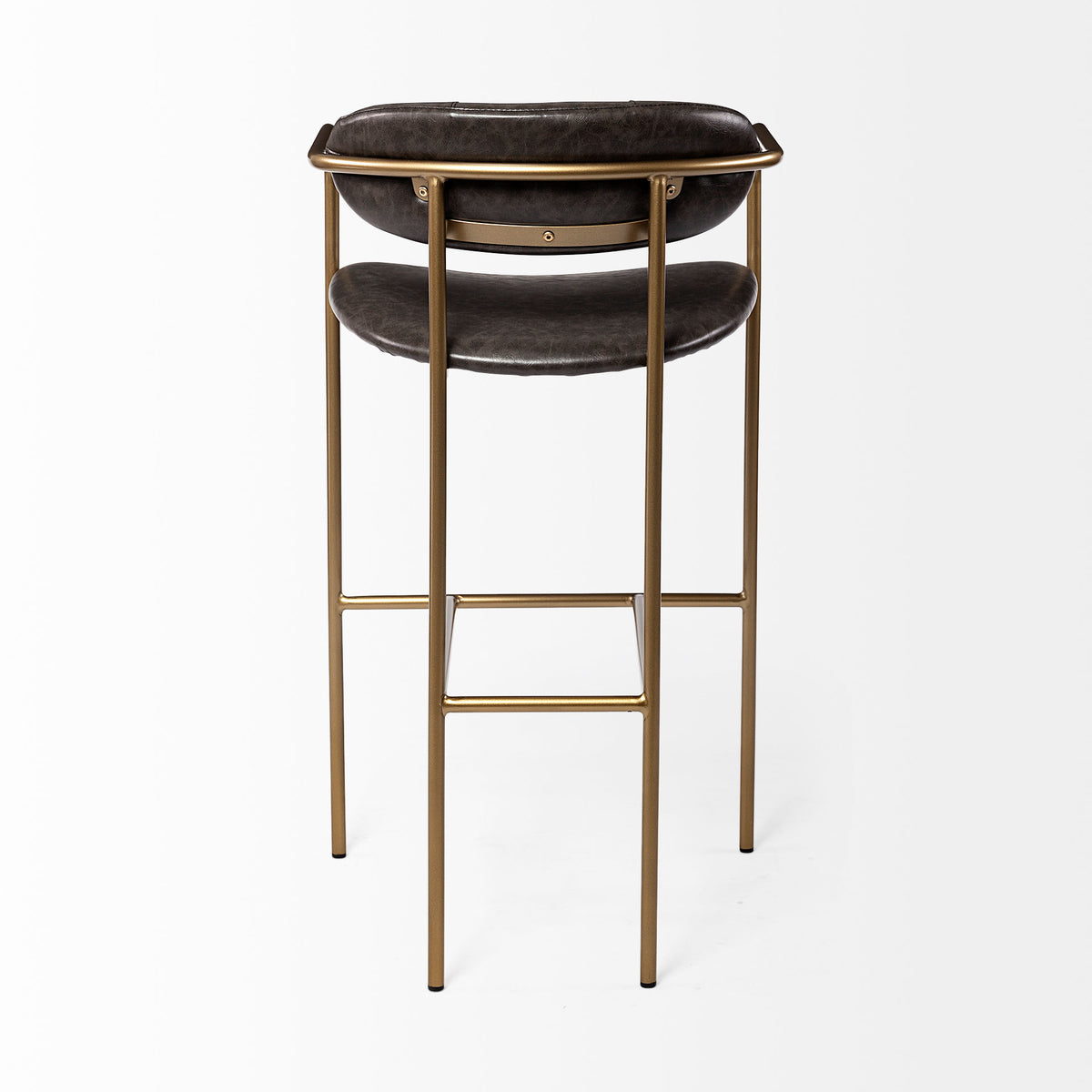 Mercana Parker Brown Faux Leather Seat Gold Metal Bar Stool
