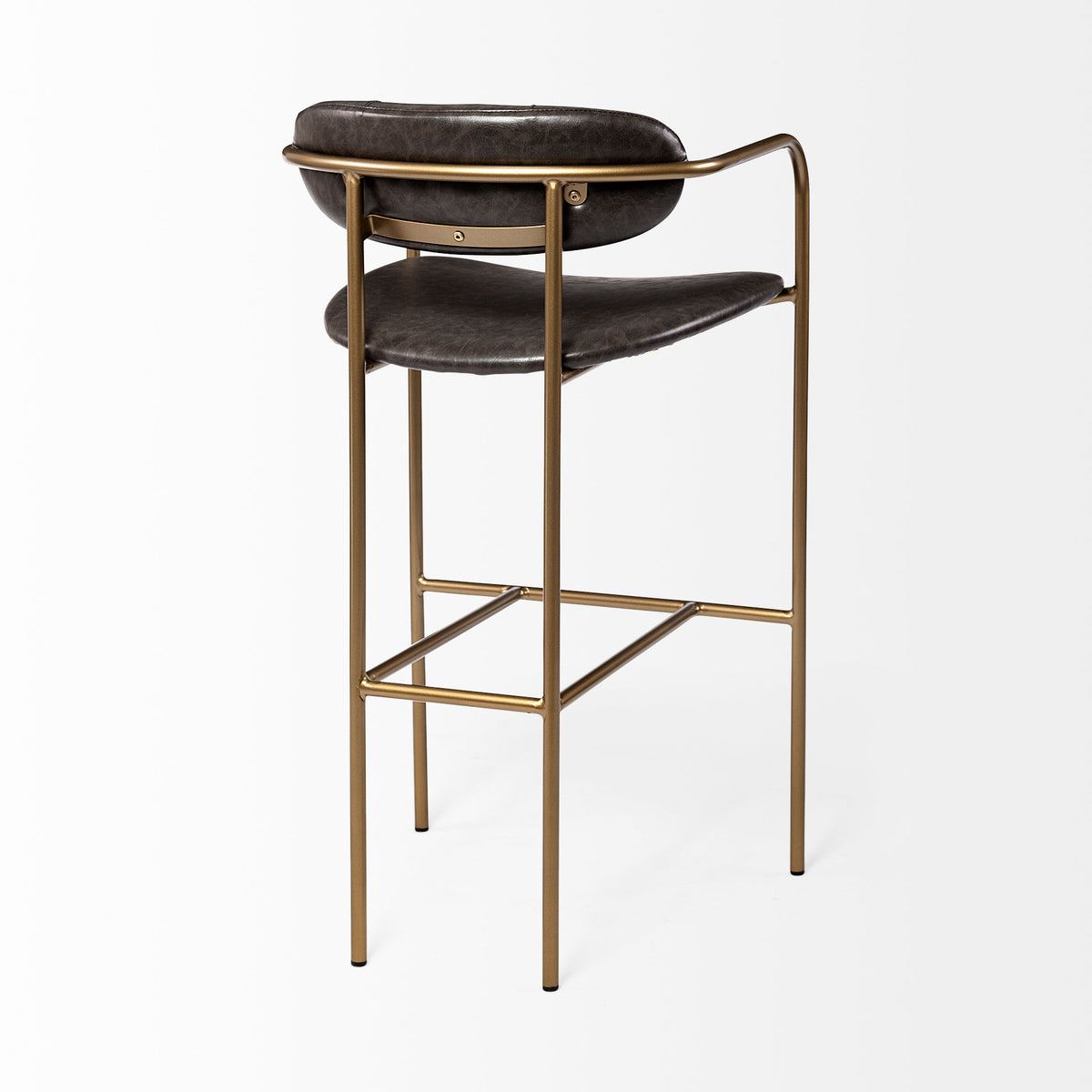 Mercana Parker Brown Faux Leather Seat Gold Metal Bar Stool