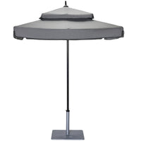 Woodard Canopi Duplici 6' Square Double Tier Umbrella, Beach Bum Creamsicle (Grade A), 85 Pound Umbrella Base - Black, 4 Light Kit, Umbrella, Aluminum, Fabric, Square, 4 Legs, Outdoor