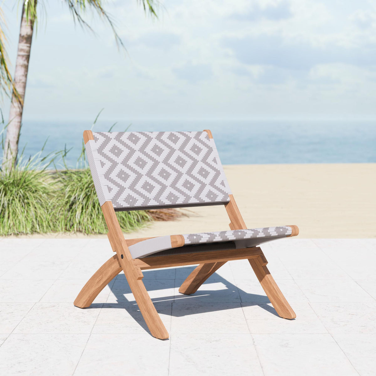 Zuo Modern Tide Lounge Chair Multicolor, Lounge Chairs, Acacia, Polypropylene, Rectangular, 4 Legs, Indoor