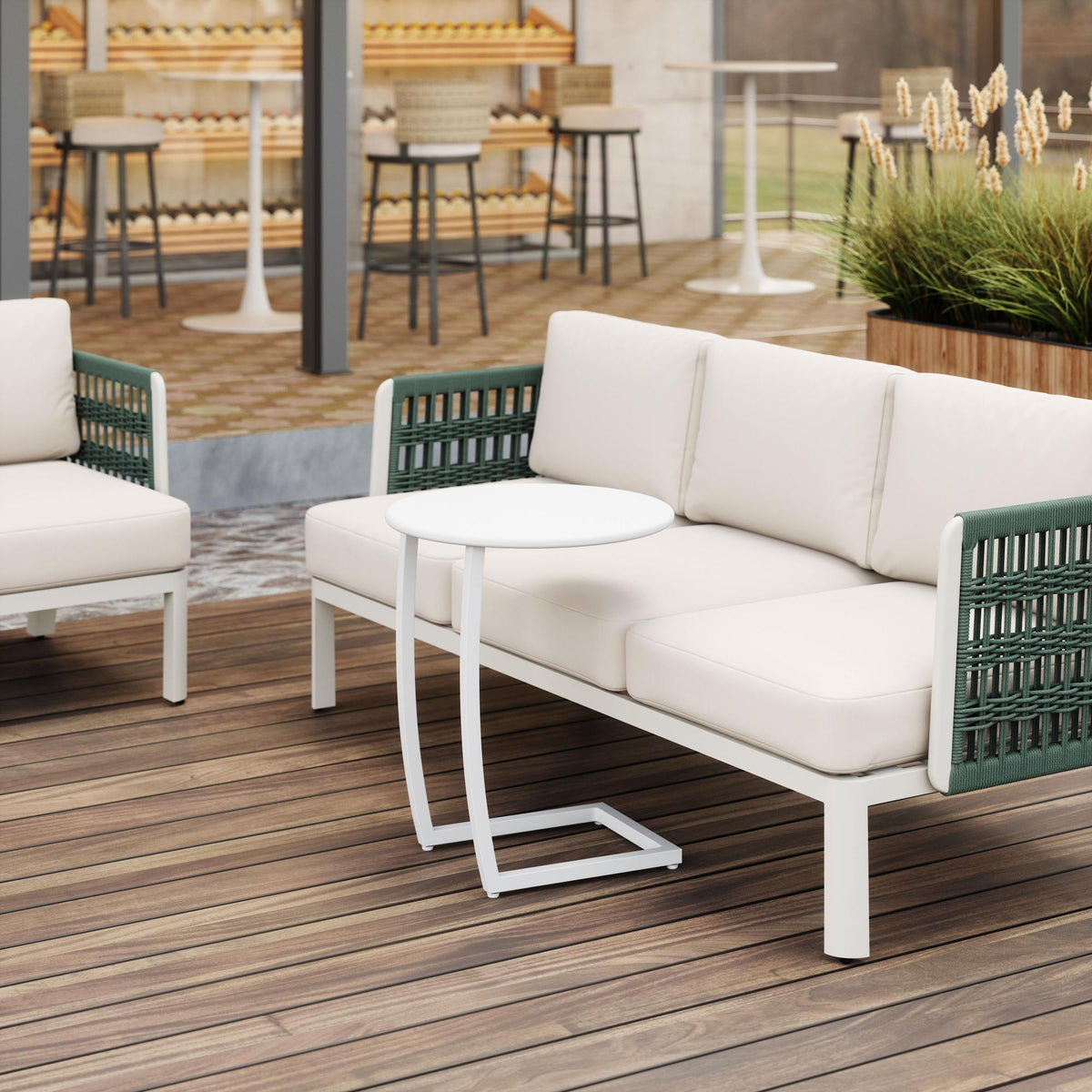 Zuo Modern Noga End Table in White/Black, White, End Tables, Aluminum, 