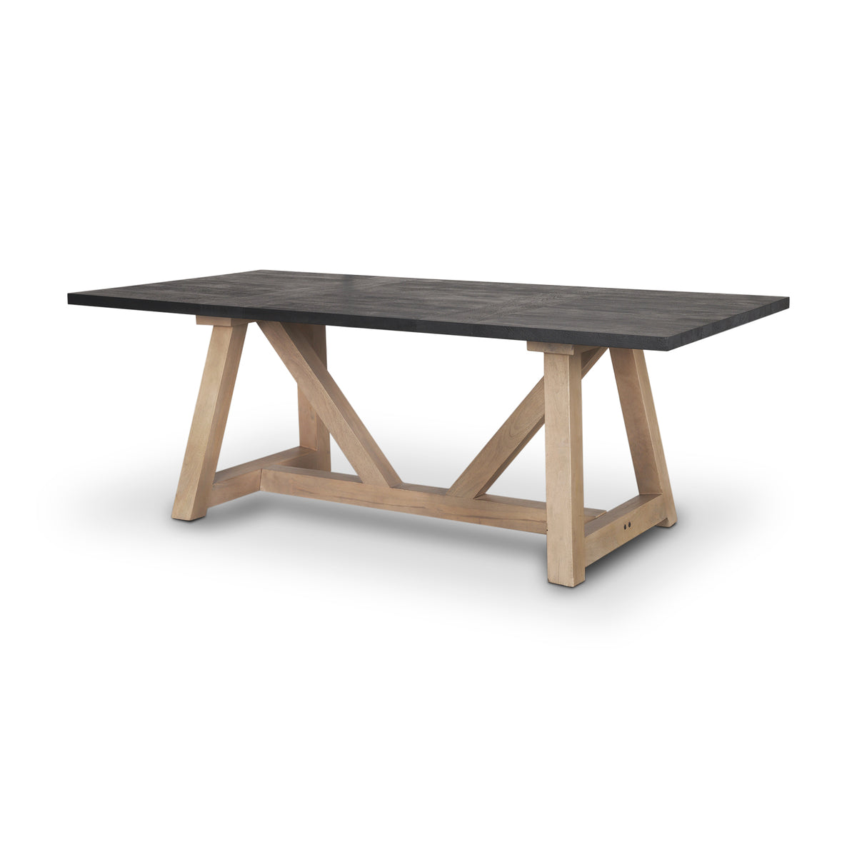 Mercana Rialto Rectangular Two-Tone Black and Brown Solid Wood Dining Table