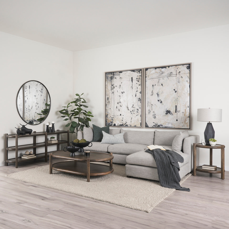 Mercana Romi Dark Brown Wood With 3 Shelves Oval Console Table