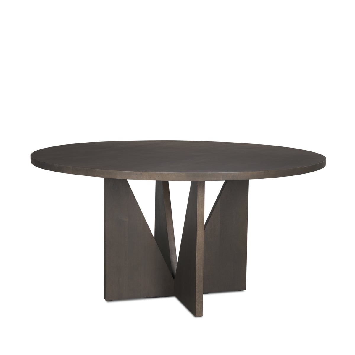 Mercana Tarro 60" Round Textured Espresso Wood With Geometrical Base Dining Table