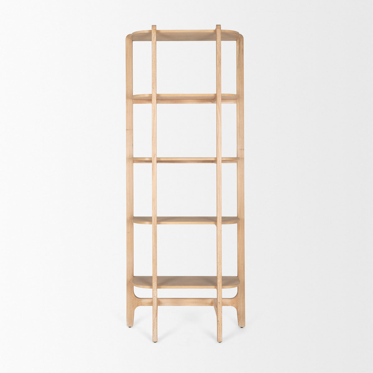 Mercana Taylin Light Brown Solid Wood Open Bookshelf