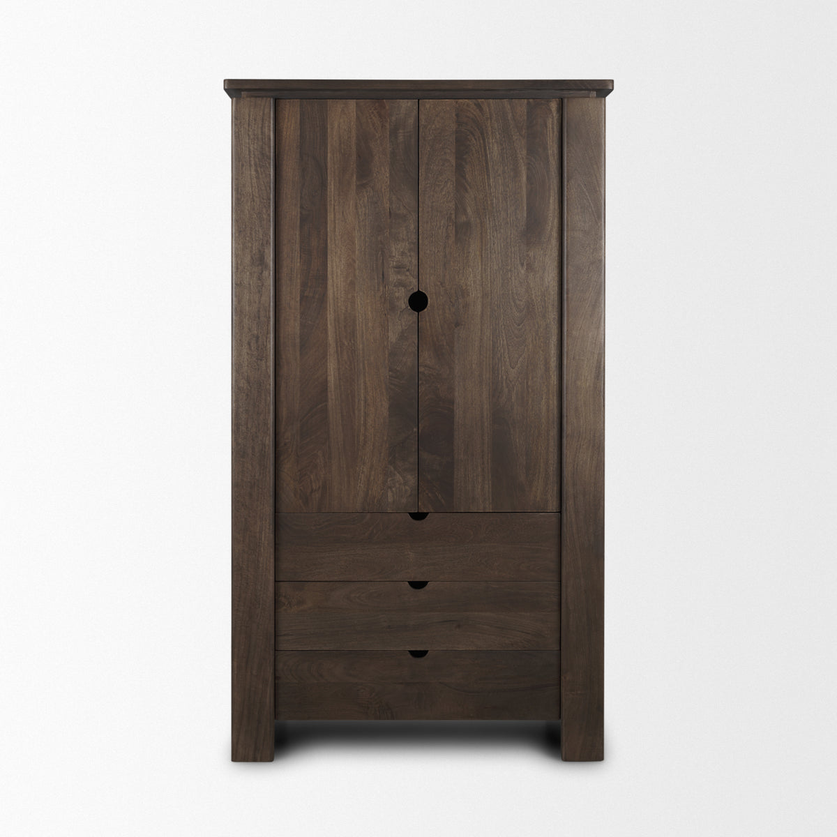 Mercana Wallen Solid Dark Brown Wood Curio Cabinet